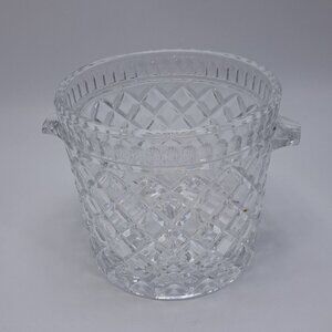 Heavy Lead Crystal Glass Diamond Cut Small Double Handle Ice Bucket